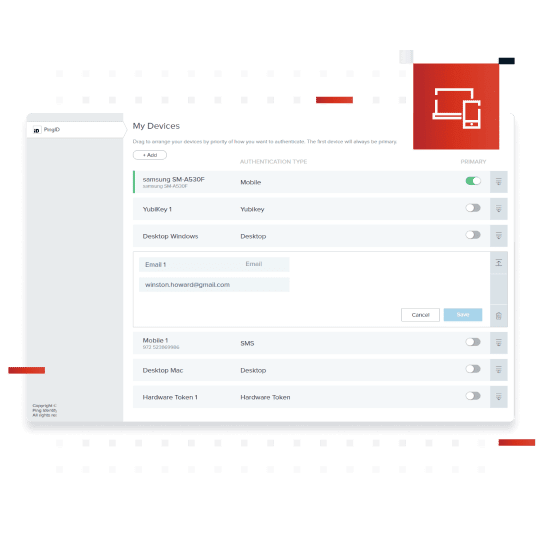 PingID user dashboard